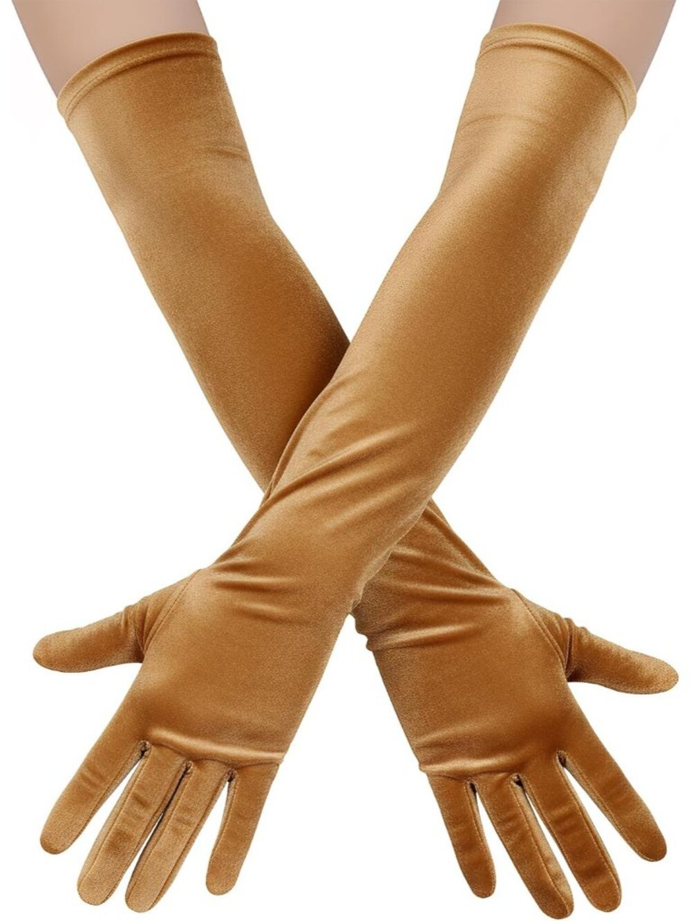 Women's Yellow Long Velvet Elbow Length 1920s Flapper Full-finger Opera Gloves